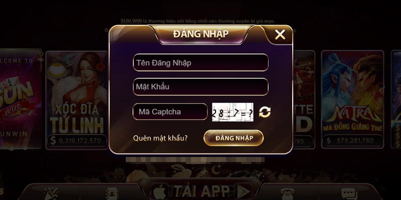 Để chơi game, bạn cần đăng nhập vào hệ thống Sunwin